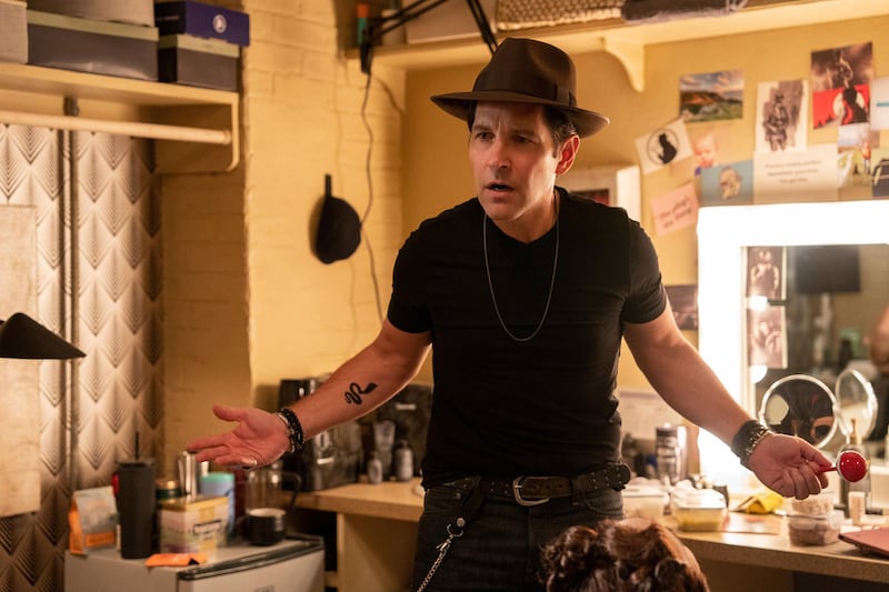 Film still of Paul Rudd in Only Murders in the Building season 2.