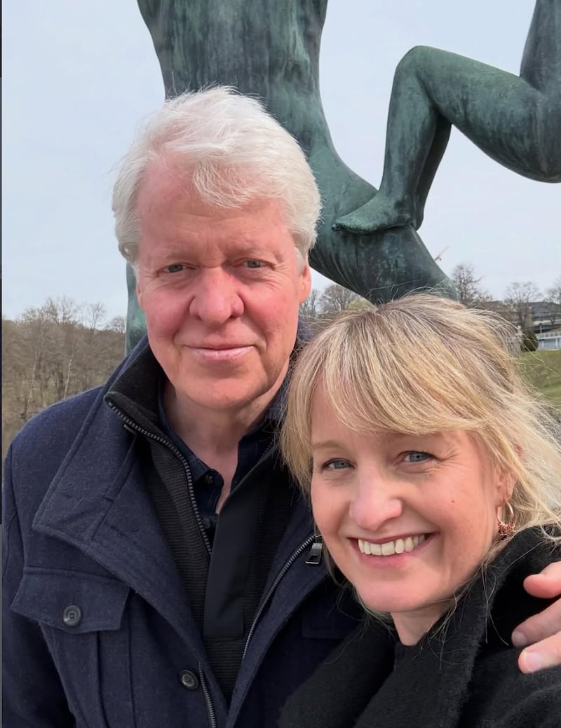 Charles Spencer poses in a selfie for his Instagram in April 2026 with his now wife, Cat Jarman