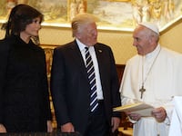 Melania and Donald Trump meet with Pope Francis in Rome.