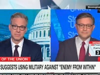 The CNN host got caught in a five-minute discussion with Mike Johnson, who refused to accept proof of Trump’s threats