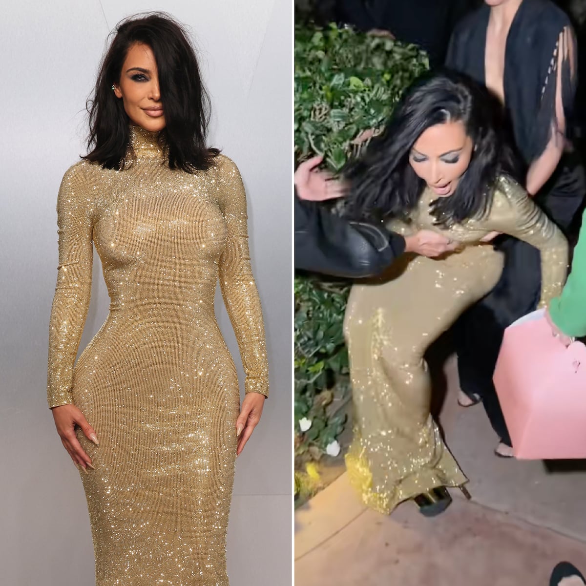 Kim Kardashian Takes a Painful Tumble Thanks to Her Huge High Heels Kim Kardashian Takes a Painful Tumble Thanks to Her Huge High Heels