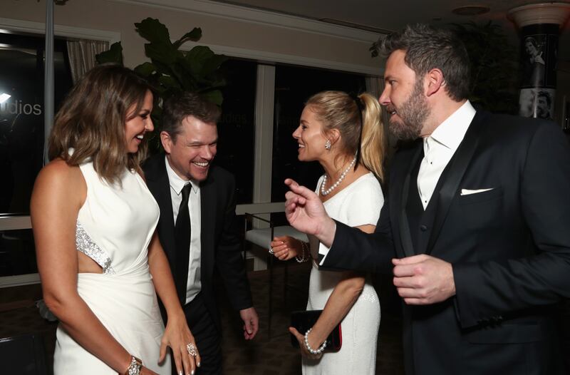 Luciana Damon, actor Matt Damon, actress Sienna Miller, and actor Ben Affleck attend Amazon Studios Golden Globes Celebration at The Beverly Hilton Hotel on January 8, 2017 in Beverly Hills, California.