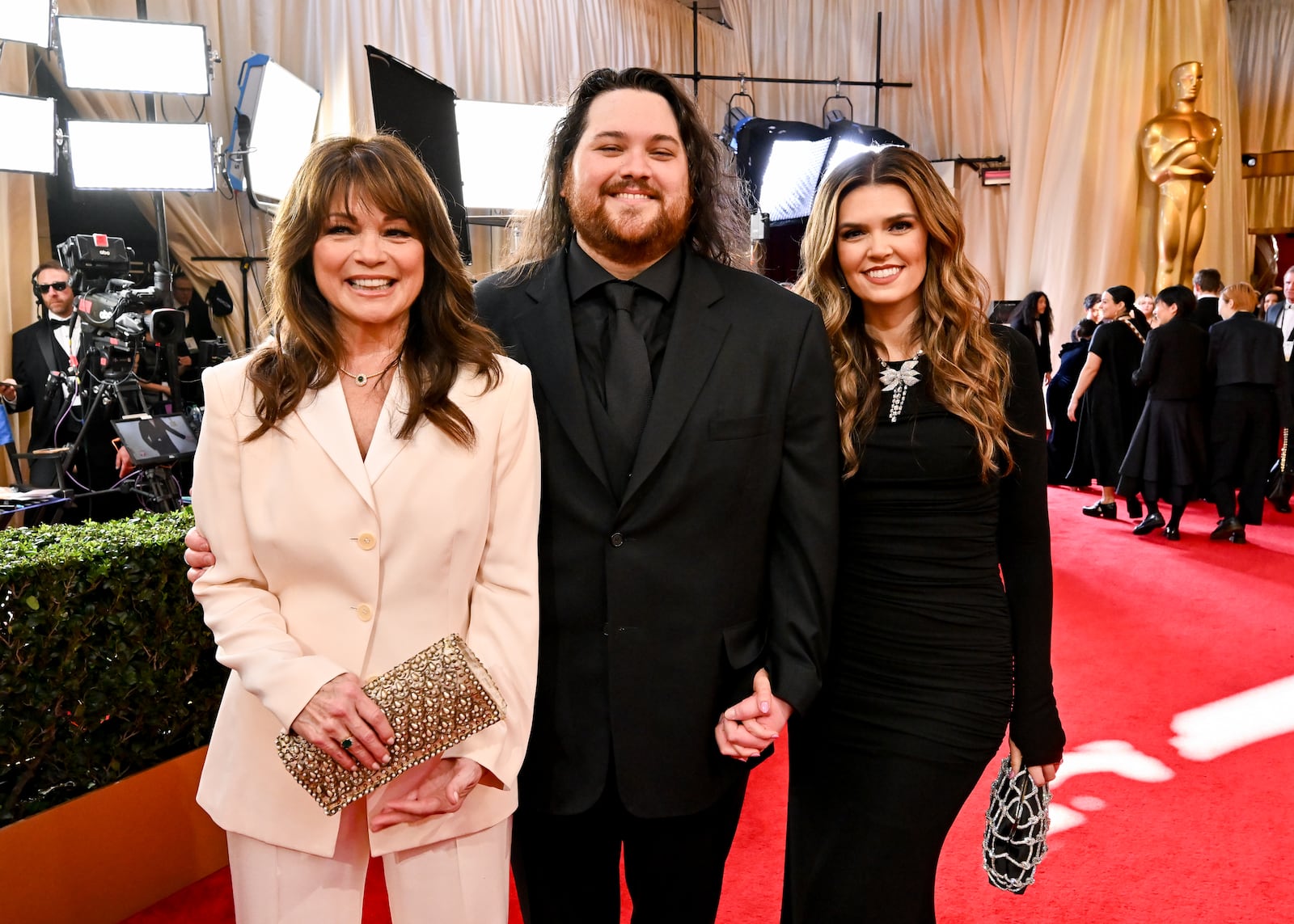 Valerie Bertinelli with son Wolfgang Van Halen, and his wife, Andraia Allsop, at the 96th Annual Oscars in Los Angeles in 2024.