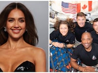 Jessica Alba and the Artemis II crew.