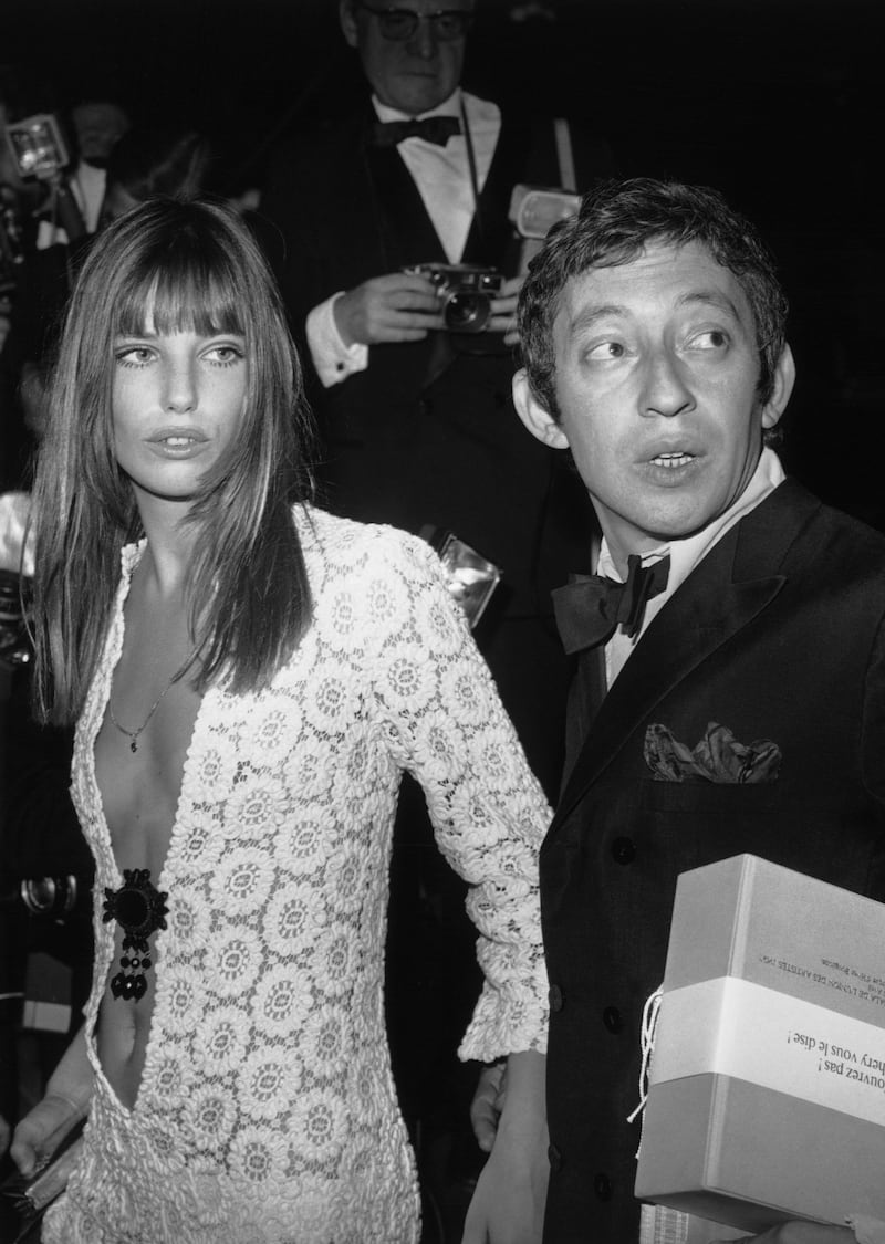Serge Gainsbourg and Jane Birkin arriving at the Artists Union’s Gala, Paris.