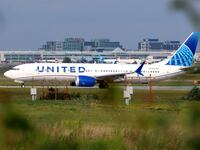 A United Airlines aircraft taxis for departure at Toronto Pearson International Airport in Mississauga, Ontario, on July 28, 2026.