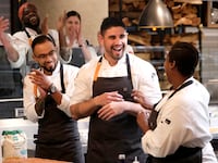 Photo still of Daniel Jacobs, Charly Pierre, Danny Garcia, Kaleena Bliss, and Manuel Barella Lopez in Top Chef