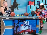Pat McAfee interviews a guest on “The Pat McAfee Show.”