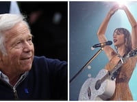 A diptych of Robert Kraft and Taylor Swift.