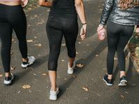 Three women in leggings.