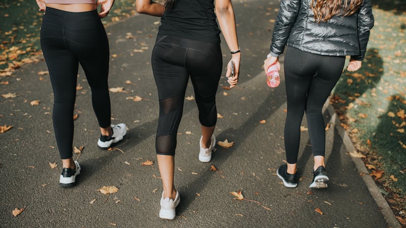 Three women in leggings.