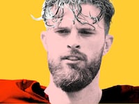 A photo illustration of Harrison Butker