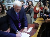 Republican presidential candidate and former U.S. Vice President Mike Pence.