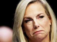 Homeland Security Secretary Kirstjen Nielsen testifies during a hearing held by the Senate Judiciary Committee. Sen. Patrick Leahy and Sen. RIchard Durbin Durbin both questioned Nielsen about derogatory language reportedly used by President Trump.
