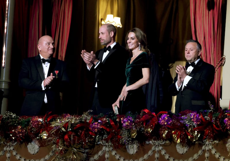 LONDON, ENGLAND - NOVEMBER 19: Catherine, Princess of Wales and Prince William, Prince of Wales attend the Royal Variety Performance at the Royal Albert Hall on November 19, 2025 in London, England. (Photo by Jonathan Buckmaster-WPA Pool/Getty Images)