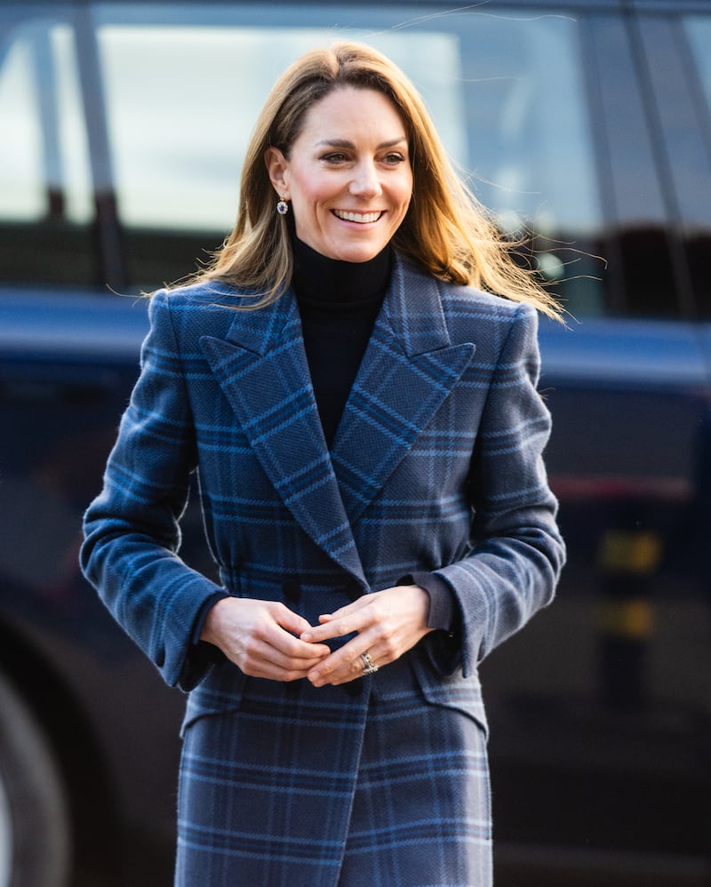Catherine, Princess of Wales, arrives for a visit to the National Curling Academy on January 20, 2026, in Stirling, Scotland.