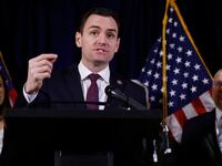 Rep. Mike Gallagher (R-WI) (C), chair of the House Select Committee on the Strategic Competition Between the United States and the Chinese Communist Party