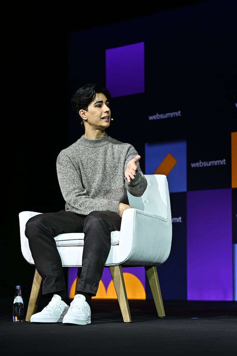 Omid Scobie on Fourth Estate stage during day one of Web Summit 2022 at the Altice Arena in Lisbon, Portugal.
