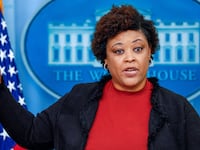 Shalanda Young, Director of the Office of Management and Budget, speaks to the media during the daily press briefing at the White House