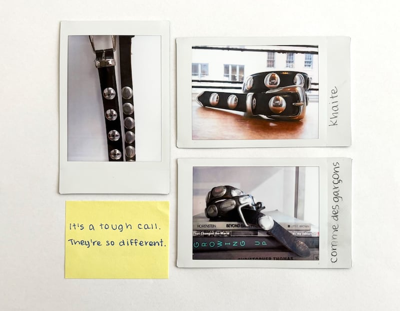 Khaite and Comme des Garcons studded belts
