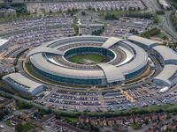 In an aerial view, GCHQ, the Government Communications Headquarters on October 06, 2023, in United Kingdom.