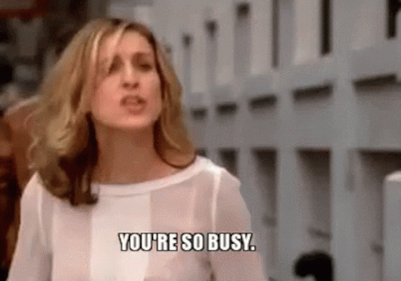 A gif of Carrie Bradshaw yelling in 'Sex and the City'